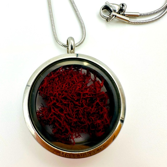 Eternal Moss Locket Pendant Necklace- Scarlet Red - Picture 5 of 9